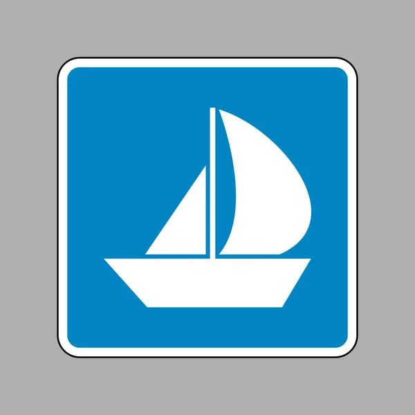 Καράβι καραβάκι σημάδι. Λευκό εικονίδιο μπλε σημάδι ως φόντο. — Διανυσματικό Αρχείο