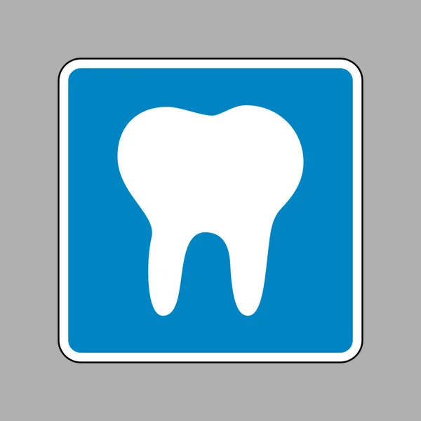 Ilustração do sinal do dente. Ícone branco no sinal azul como fundo . — Vetor de Stock