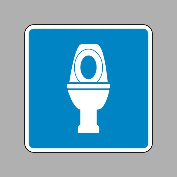 Ilustração do sinal do vaso sanitário. Ícone branco no sinal azul como fundo . —  Vetores de Stock