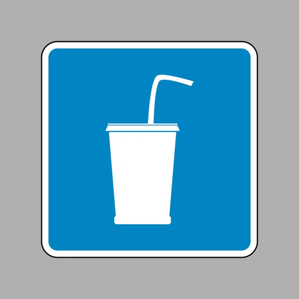 Trinkzeichen-Illustration. weißes Symbol auf blauem Schild als Hintergrund. — Stockvektor