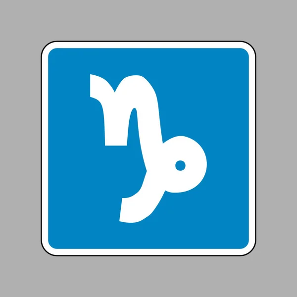 Capricorno segno illustrazione. Icona bianca su cartello blu come backgrou — Vettoriale Stock