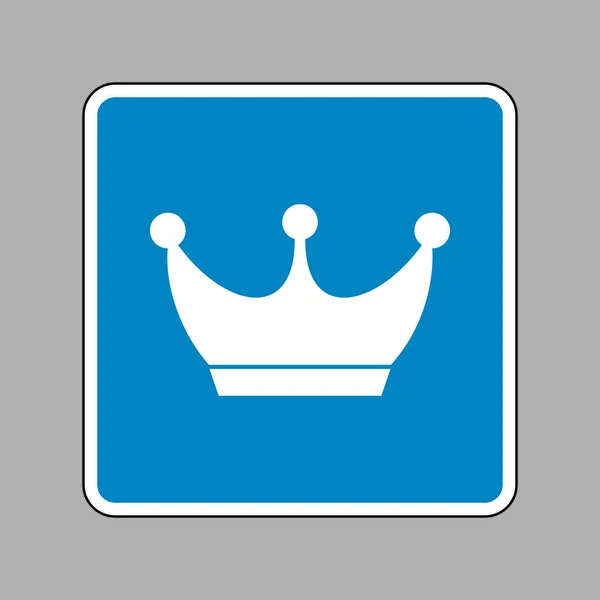 国王的皇冠标志。关于为背景的蓝色标志的白色图标. — 图库矢量图片