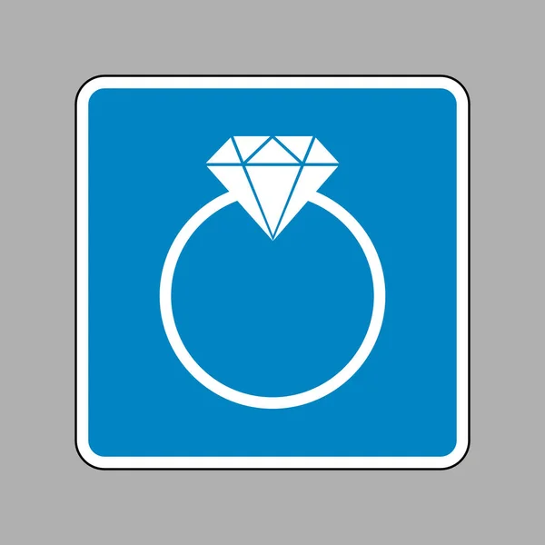 Illustration en diamant. Icône blanche sur le signe bleu comme fond — Image vectorielle