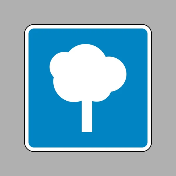Ilustração do sinal da árvore. Ícone branco no sinal azul como fundo . —  Vetores de Stock