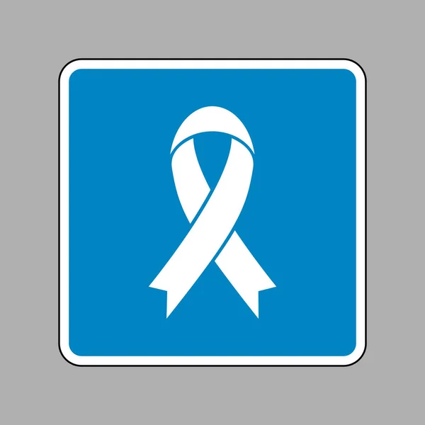 Black awareness ribbon sign. White icon on blue sign as backgrou — Stock Vector