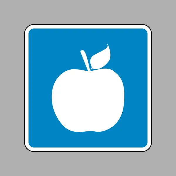 Apfelschild-Illustration. weißes Symbol auf blauem Schild als Hintergrund. — Stockvektor