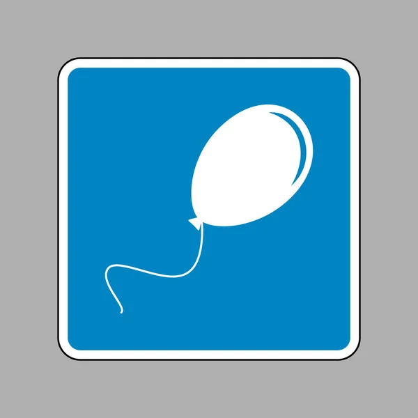 Ilustração sinal de balão. Ícone branco no sinal azul como fundo — Vetor de Stock