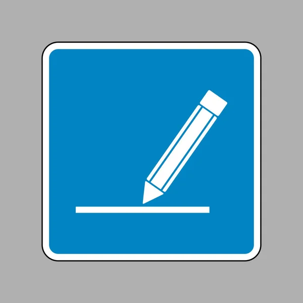 Μολύβι σημάδι εικονογράφηση. Λευκό εικονίδιο μπλε σημάδι ως φόντο. — Διανυσματικό Αρχείο