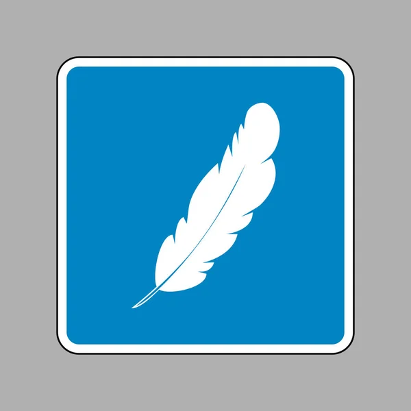 Φτερό σημάδι εικονογράφηση. Λευκό εικονίδιο μπλε σημάδι ως φόντο — Διανυσματικό Αρχείο