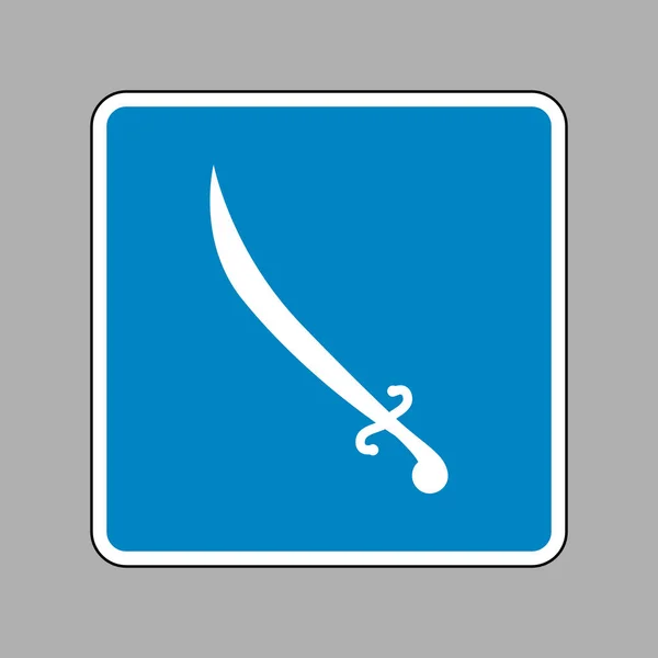 Ilustração do signo da espada. Ícone branco no sinal azul como fundo . —  Vetores de Stock