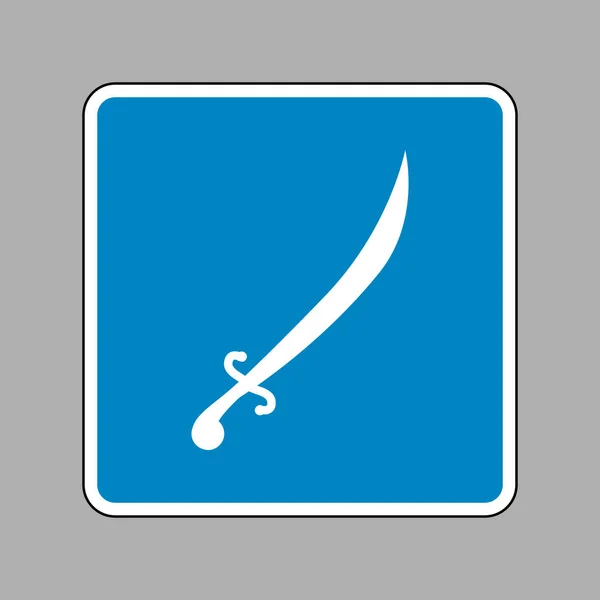 Ilustração do signo da espada. Ícone branco no sinal azul como fundo . —  Vetores de Stock