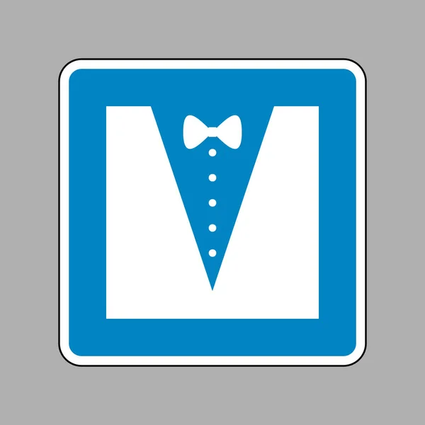 Esmoquin con silueta de lazo. Icono blanco en el signo azul como fondo — Archivo Imágenes Vectoriales