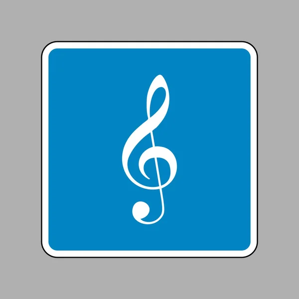 Signo de violino de música. G-clef. Fenda tripla. Ícone branco em azul — Vetor de Stock
