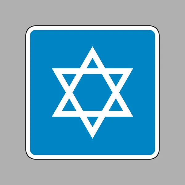 Shield Magen David Star. Simbol Israel. Ikon putih pada si biru - Stok Vektor