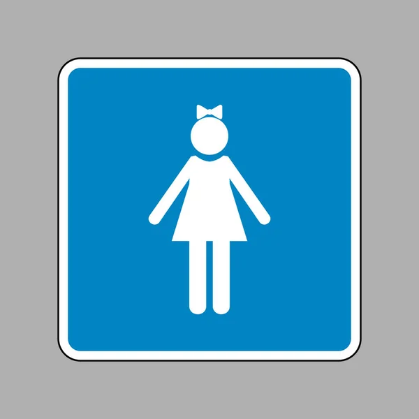 Girl sign illustration. White icon on blue sign as background. — Stock Vector