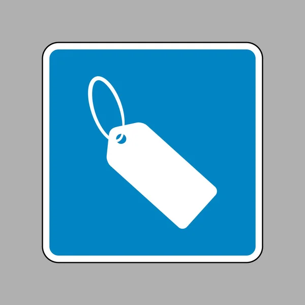 Ilustração do sinal da etiqueta. Ícone branco no sinal azul como fundo . — Vetor de Stock