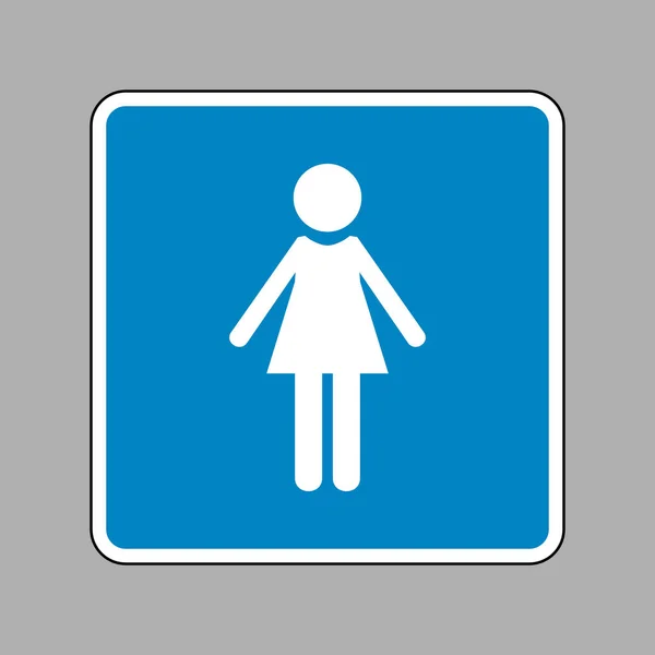 Illustration de signe de femme. Icône blanche sur le signe bleu comme fond . — Image vectorielle
