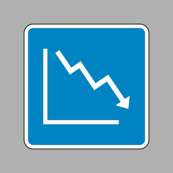 Pijl naar beneden weergegeven: crisis. Wit pictogram op blauw bord — Stockvector