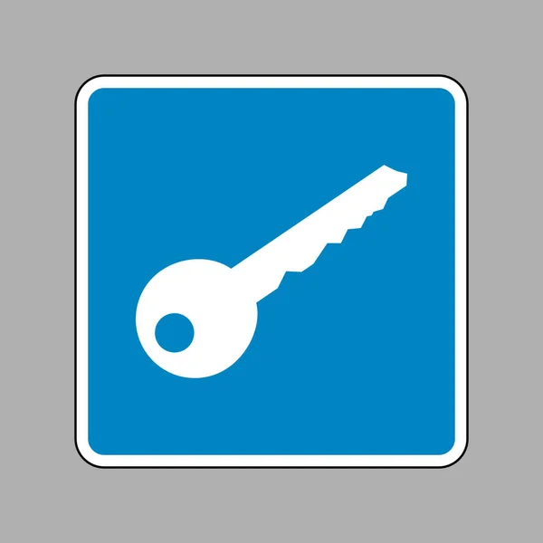 Schlüsselschild-Illustration. weißes Symbol auf blauem Schild als Hintergrund. — Stockvektor