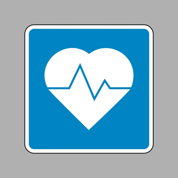 Illustration de signe de battement de coeur. Icône blanche sur signe bleu comme backgrou — Image vectorielle