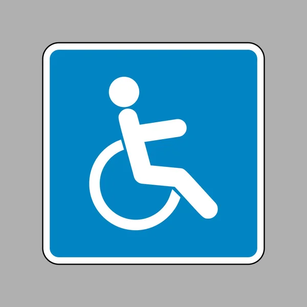 Disabled sign illustration. White icon on blue sign as backgroun — Stock Vector