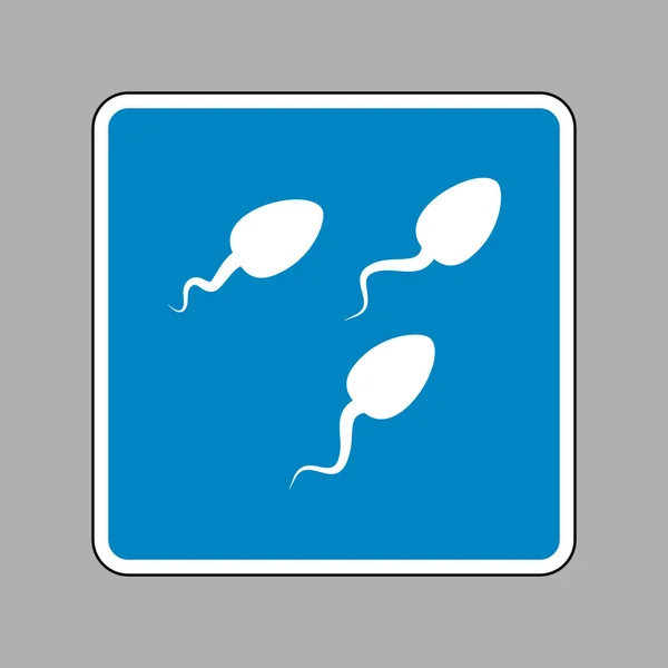 Sperms sign illustration. White icon on blue sign as background. — Stock Vector