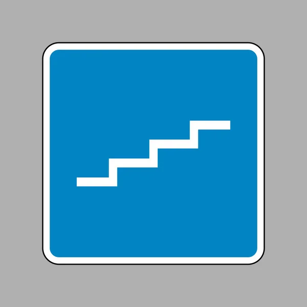 Treppe hoch. weißes Symbol auf blauem Schild als Hintergrund. — Stockvektor