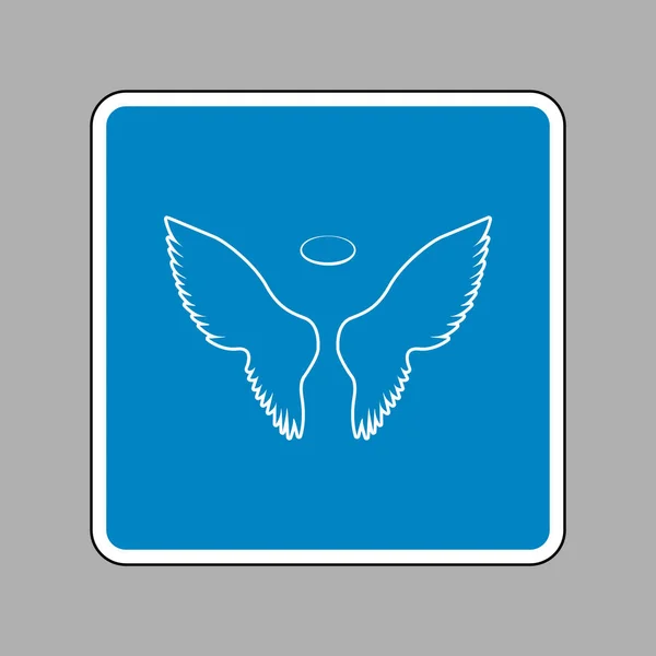 Надпись "Крылья". Белая иконка на голубом фоне . — стоковый вектор