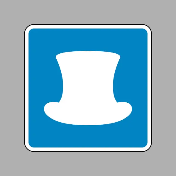 Placa de chapéu. Ícone branco no sinal azul como fundo . — Vetor de Stock