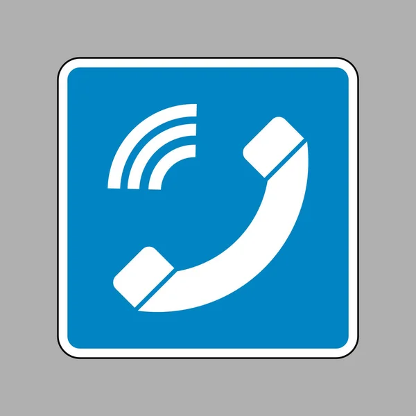 Ilustração do sinal do telefone. Ícone branco no sinal azul como fundo . —  Vetores de Stock
