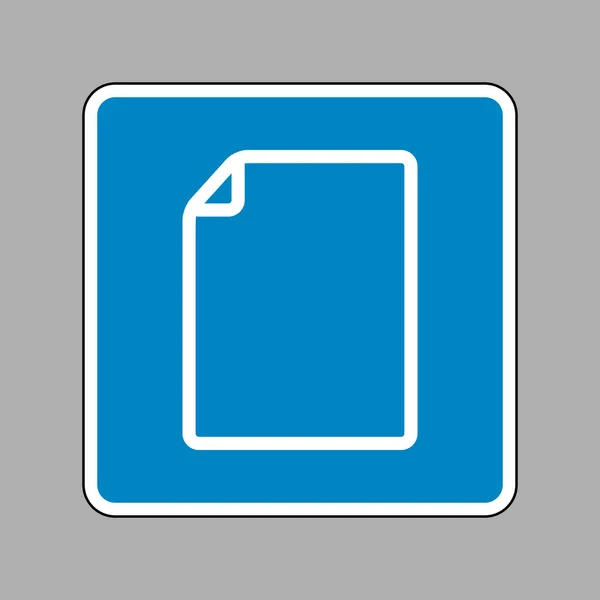 Illustrazione verticale del segno del documento. Icona bianca sul segno blu come — Vettoriale Stock