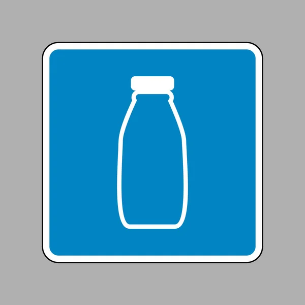 Milk bottle sign. White icon on blue sign as background. — Stock Vector