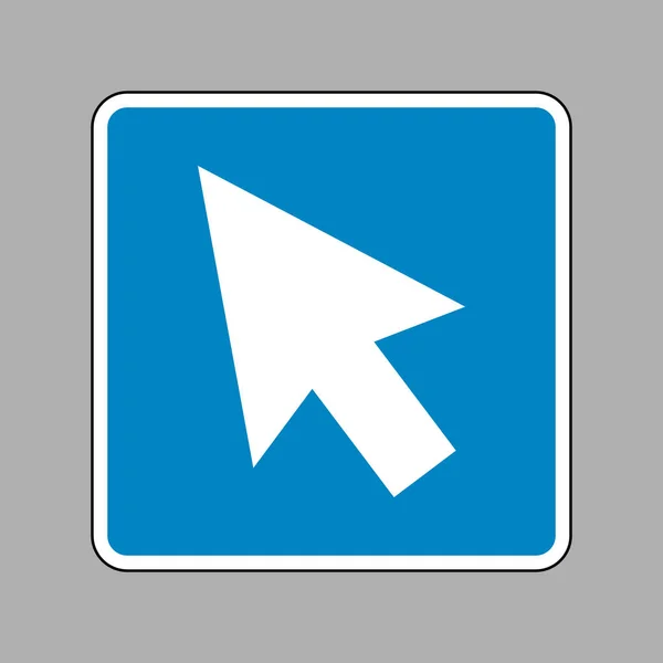 Illustration du signe fléché. Icône blanche sur le signe bleu comme fond . — Image vectorielle