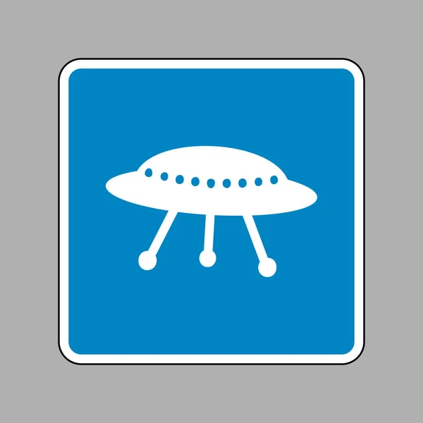 UFO egyszerű jel. A kék jel mint háttér fehér ikon. — Stock Vector