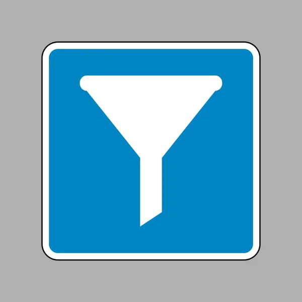 Filtri il segno semplice. Icona bianca sul segno blu come sfondo . — Vettoriale Stock