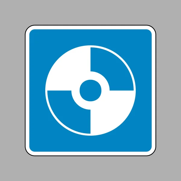 Vector de CD o DVD signo. Icono blanco en el signo azul como fondo . — Vector de stock