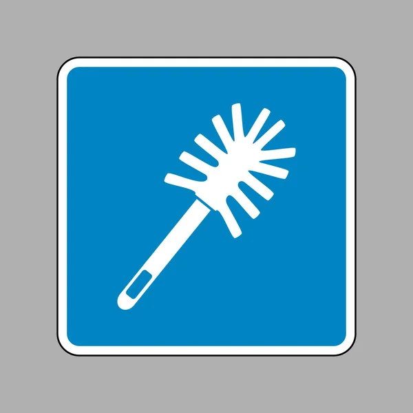 Toilet brush doodle. White icon on blue sign as background. — Stock Vector