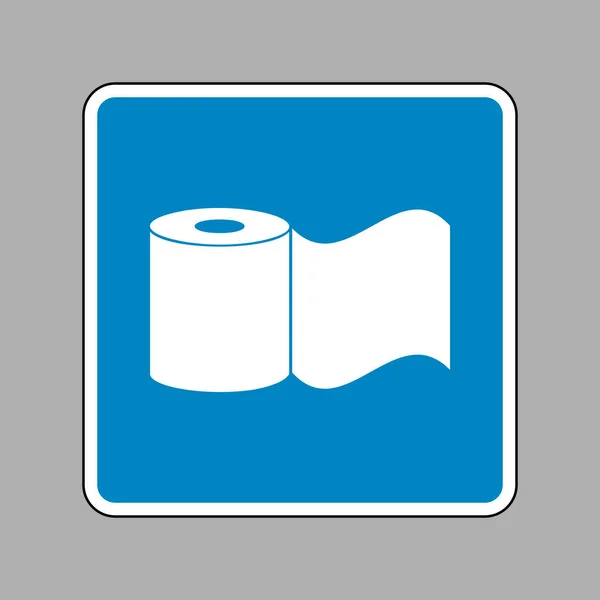 Toilettenpapier-Schild. weißes Symbol auf blauem Schild als Hintergrund. — Stockvektor