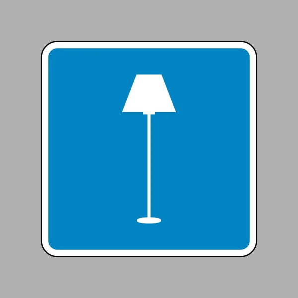 Lampada segno semplice. Icona bianca sul segno blu come sfondo . — Vettoriale Stock