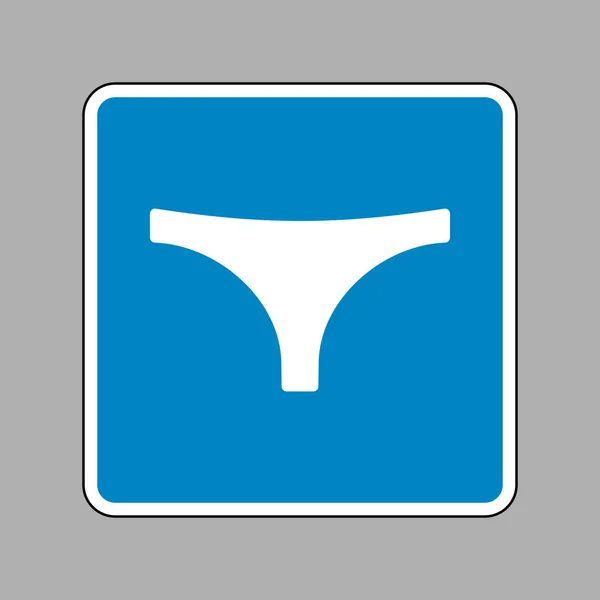 As cuecas das mulheres assinam. Ícone branco no sinal azul como fundo . — Vetor de Stock