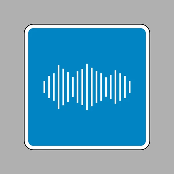 Sound waves icon. White icon on blue sign as background. — Stock Vector