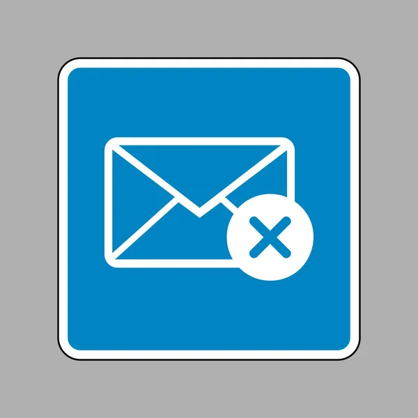 Ilustração de sinal de correio com marca de cacel. Ícone branco no sinal azul — Vetor de Stock