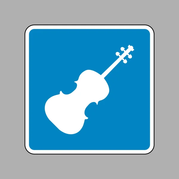 Violine sign illustration. White icon on blue sign as background — Stock Vector