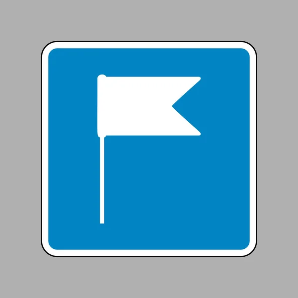 Ilustração do sinal da bandeira. Ícone branco no sinal azul como fundo . —  Vetores de Stock