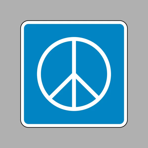 Znamení míru ilustrace. Bílá ikona na modré turistické značce jako pozadí. — Stockový vektor