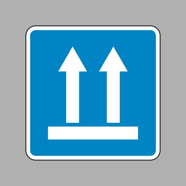 Segno logistico di frecce. Icona bianca sul segno blu come sfondo . — Vettoriale Stock