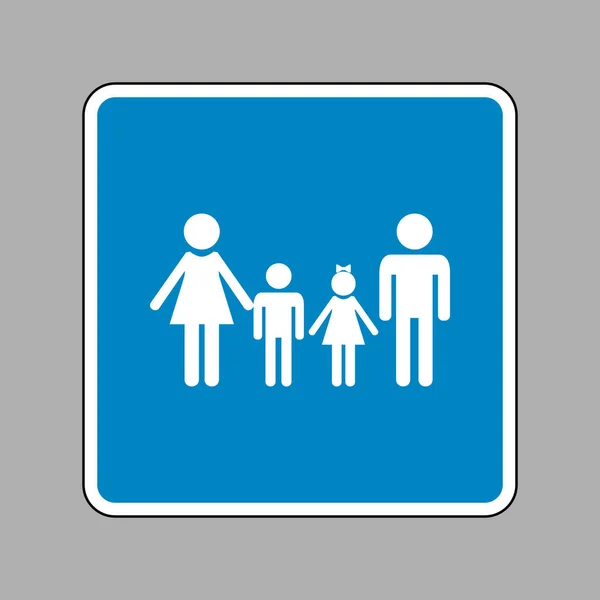 Familj logga. Vit ikon på blå skylt som bakgrund. — Stock vektor