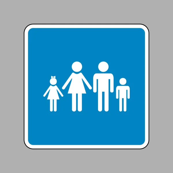 Ilustración del signo familiar. Icono blanco en el signo azul como fondo . — Vector de stock