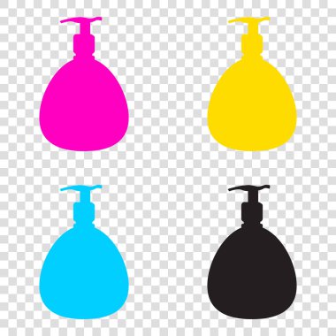 Jel, köpük veya sıvı sabun. Dağıtıcı pompa plastik şişe silhouet