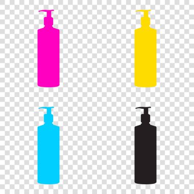 Jel, köpük veya sıvı sabun. Dağıtıcı pompa plastik şişe silhouet